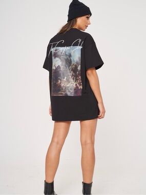 The Couture Club oversized t-shirt dress with graphic print in black